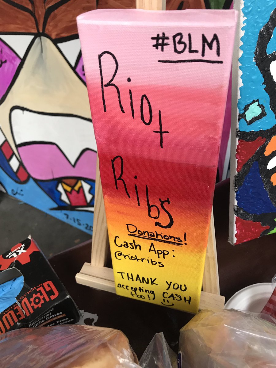 Riot ribs takes donations via cashapp to pay for the free hot meals it makes downtown to feed not just protesters but also homeless people in the area