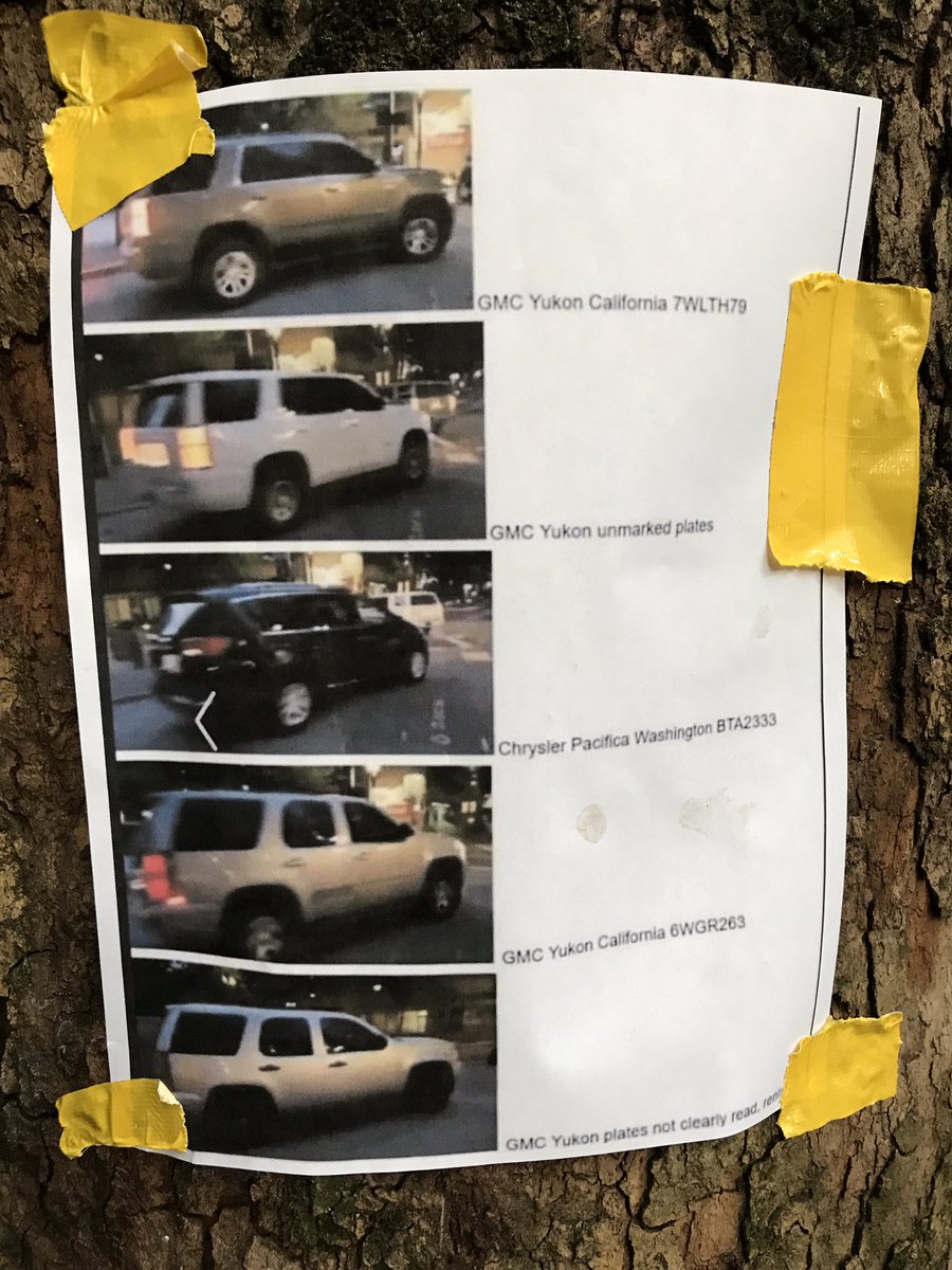 Near the food table, a warning sign showing some of the alleged vehicles that federal agents used to snatch people off the streets. Please note I have no way to verify this and am only documenting.
