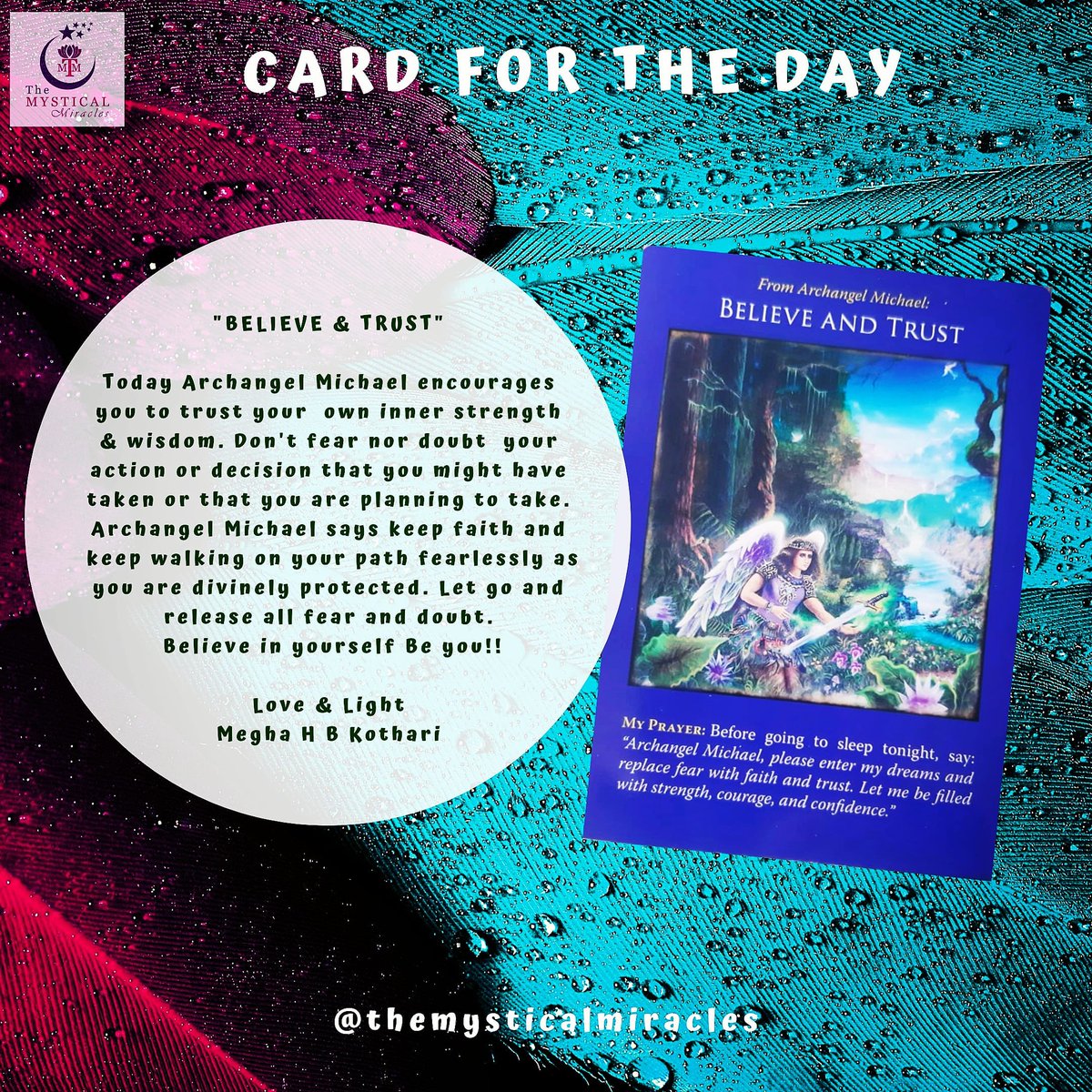 MeghaHKothari1's tweet image. CARD FOR THE DAY

"BELIEVE &amp;amp; TRUST"
#meghahbkothari #themysticalmiracles #oracleguidance #cardfortheday #dailyangelguidance #angelcardsoftheday #angelreadersofinstagram #angelguidance #oraclecardreadersofinstagram #angelcards #angelcardreading #intuitiveenergyhealer