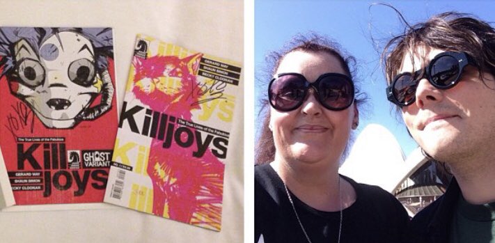 NeenSOTRC's tweet photo. @GhostVariant @GhostVariant I was super lucky to get this True Lives Of The Fabulous Killjoys Ghost Variant on it’s first release and have @gerardway sign it for me in Sydney at Graphic Festival 2013 https://t.co/1U6t9fBy4n