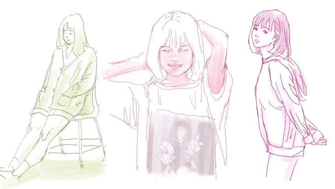 最近クイックスケッチというやつにハマってます。 少ないタッチで素早く描く ややクロッキー的な?🤔  #procreate #イラスト #スケッチ #doodling #drawing #illustration #sketch #絵描きさんと繋がりたい #イラスト好きさんと繋がりたい