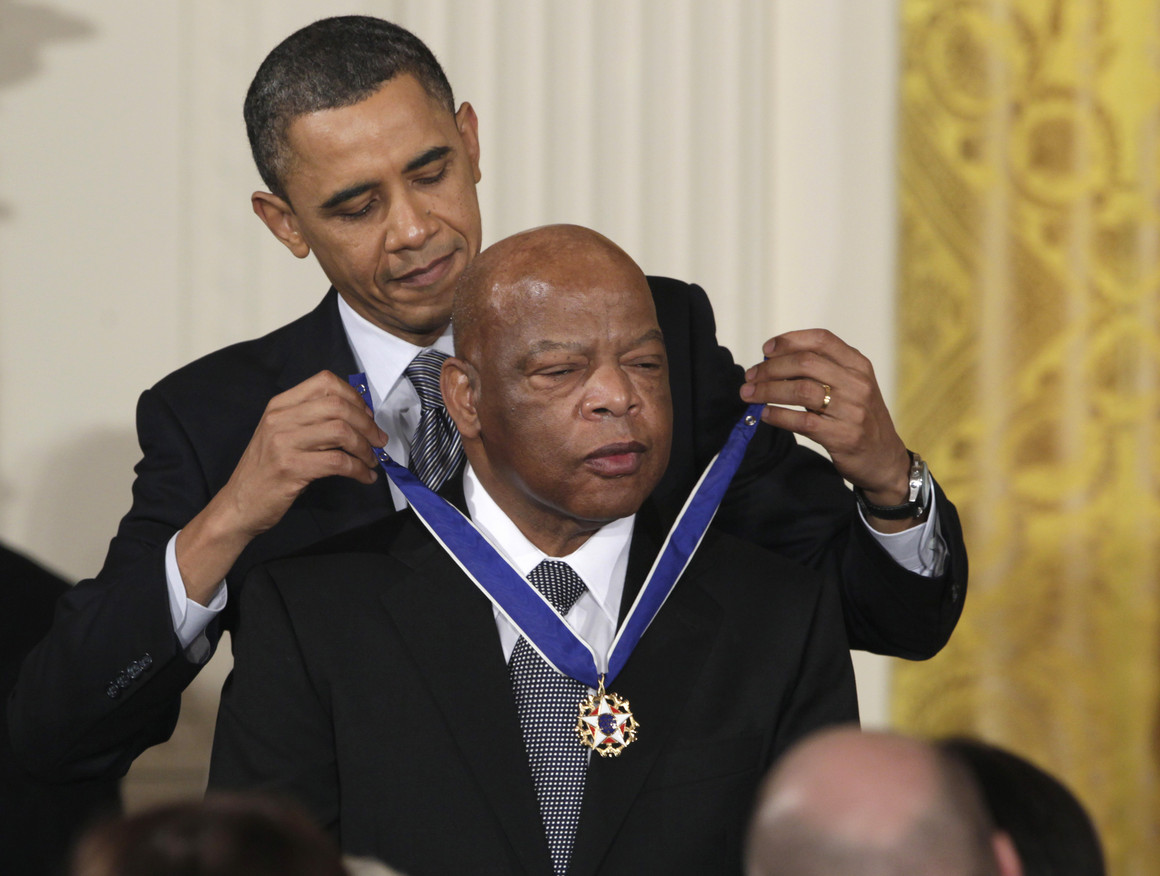 When Obama awarded John Lewis a Medal of Freedom in 2011, the president said that “Generations from now, when parents teach their children what is meant by courage, the story of John Lewis will come to mind.”  https://politi.co/3hbevgj&nbsp;