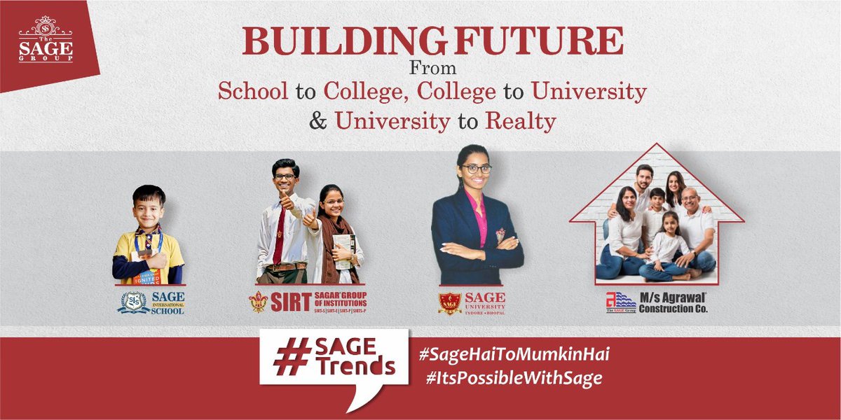 VIPINSHARMA1's tweet photo. We Stand firm to Deliver all Basic Needs One have in Life from Fully Equipped Schools to Best Colleges in MP. Universities Transforming Passion into Profession and by providing Complete Real Estate Solution to the Society.

#SageTrends #Best SchoolInMp #BestCollegeinMP https://t.co/FkSeKNT7nF