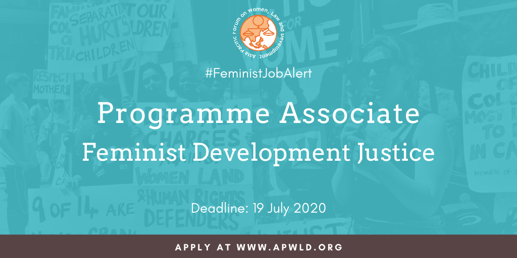 apwld's tweet photo. #FeministJobAlert
Last day to apply! APWLD is hiring Programme Associate for its #FeministDevelopmentJustice programme. Asia Pacific women in all their diversities are invited to apply. Click below.
Deadline: 19 July 2020
https://t.co/TyC9Vthrdg https://t.co/WQRIp0DAp7
