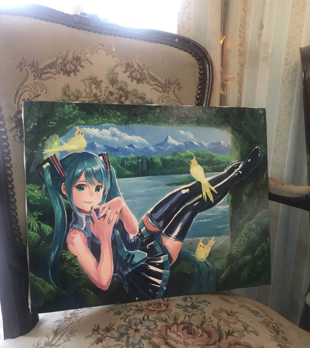 #このタグを見た人はラフ画とその完成絵を見せる

アクリル絵の具は工程が楽しい♪¶(⁄=˅̮=∖)⁋ 