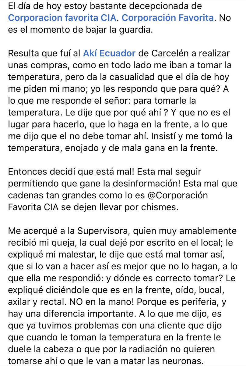 Sole_Miranda31's tweet photo. El día de hoy estoy bastante decepcionada con Corporación Favorita @CorpFavoritaEc . No es el momento de bajar la guardia. @SupermaxiEcu @AkiEcuador https://t.co/rAE1NzfUpM