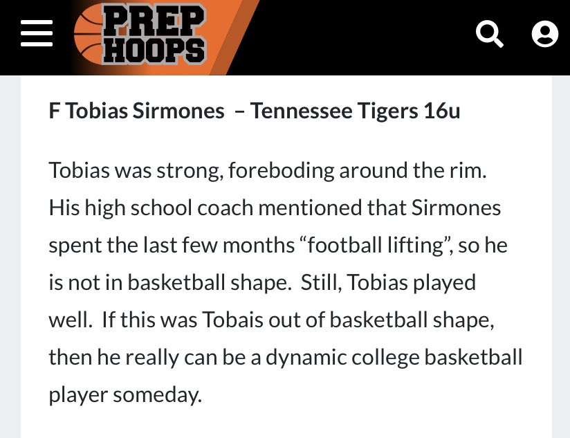 tigers950's tweet photo. Special thanks to @PrepHoopsTN for recognizing the solid weekend that #TNTIGERS 2022 6’7 Tabias Sirmones (@LHSMustangHoops) had at the #HoopSeenTipOff. Tigers are blessed to have this talented, outstanding young man. https://t.co/rvHSvbeT2o
