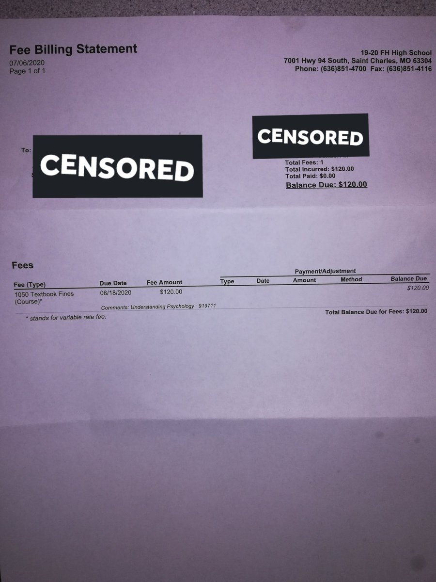 rjrob29's tweet photo. Hey @HovenNathan @FrancisHowell @FHHSPrincipal @FHVikings! Bad look here. First letter with a link to pay for those who can't return would've sufficed. No need to bill us given the circumstances that you mention in the first letter. #MoneyGrab  @ksdknews @FOX2now @ElliottDavisTV https://t.co/lZHDkEJ4sL