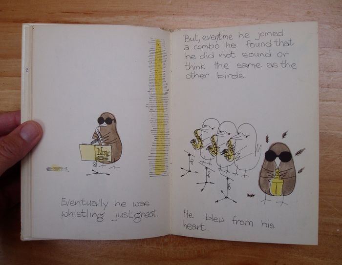 in the early 60s, he made a cartoon called 'ode to a high flying bird' as a tribute to one of his musical heroes, charlie parker, and had it published. charlie parker was also known as "yardbird" or "bird" for short. he later made an album out of it, 'from one charlie'.