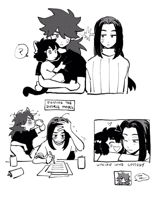 some old xiaohei drawings I never posted... my divorced dads wuxian/fengxi au 