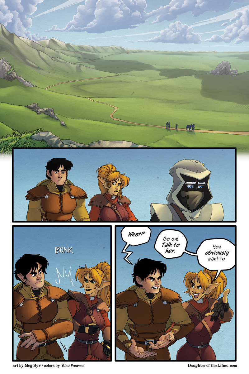 Hi! I'm Meg, a storyboard artist who does a comic on the side called Daughter of the Lilies! It's about a group of Monster Hunters &amp; their new, very mysterious employee who considers herself to be one of the monsters they hunt!

?Read it for free here! https://t.co/qLJJGnO797 