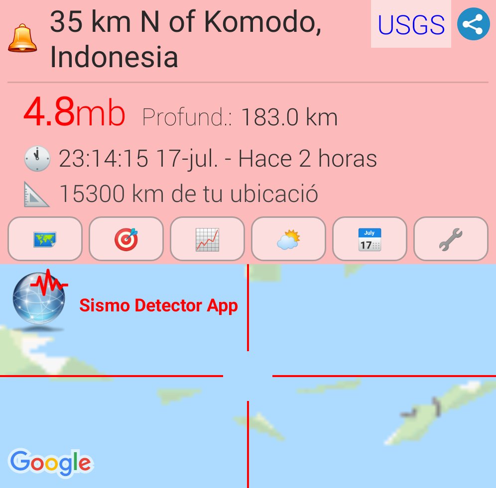 Hauchhhh's tweet photo. #sismo M4.8,  35 km N of Komodo, Indonesia. Reportado a través de la app Sismo Detector. Descarga la app desde https://t.co/iN21udzOsV para recibir alertas de #sismo en tiempo real @SismoDetector https://t.co/BCxWf70NEt