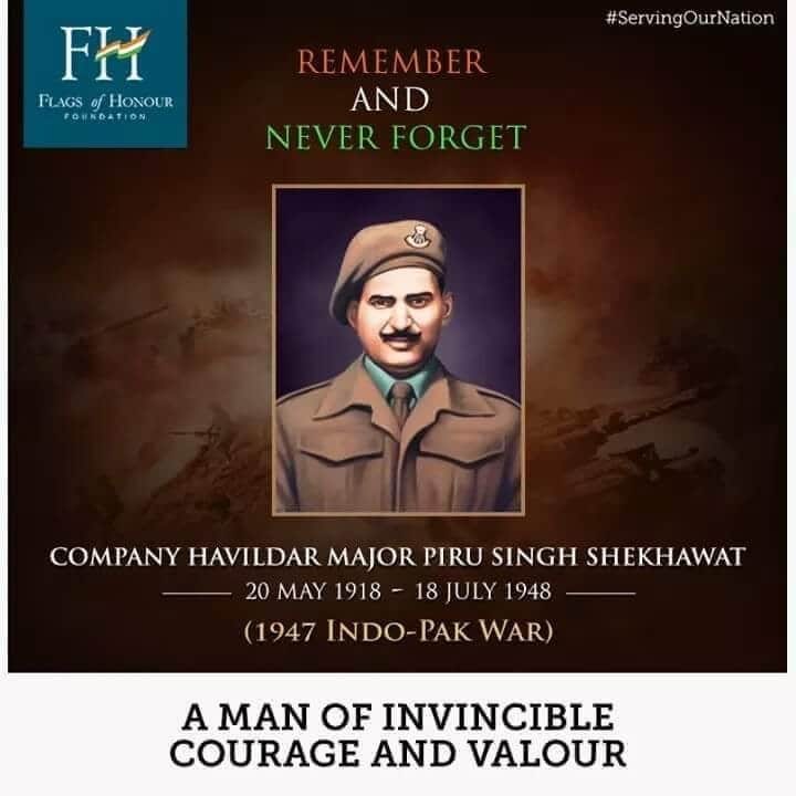 Hukam_S_harsore's tweet photo. मेजर पिरु सिंह शेखावत को उनके 72वे शहादत दिवस शत शत नमन 🙏🙏
कुलधरा की रक्षा के लिये अपने प्राणो की आहुति देने वाले ऐसे वीर जाबांजो का नाम दुनिया मे हमेशा अमर रहेगा।
#PVCpirusingh https://t.co/AxRI1xFRdW