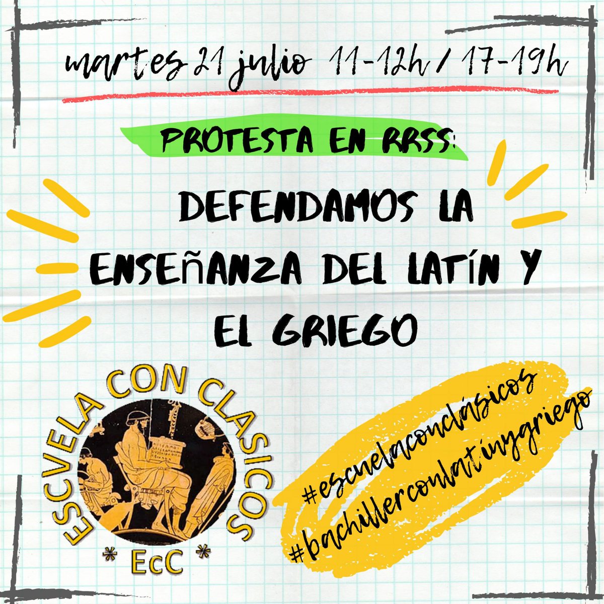 agamador's tweet photo. Porque las lenguas clásicas no pueden desaparecer del sistema educativo. Porque tienen que aparecer en la nueva Ley de Educación #lomloe.
Súmate a la protesta en RRSS el próximo martes 21 de julio.
#EscuelaConClásicos #BachillerConLatínyGriego #Humanidades #Latín #Griego https://t.co/BiRc83DvEf