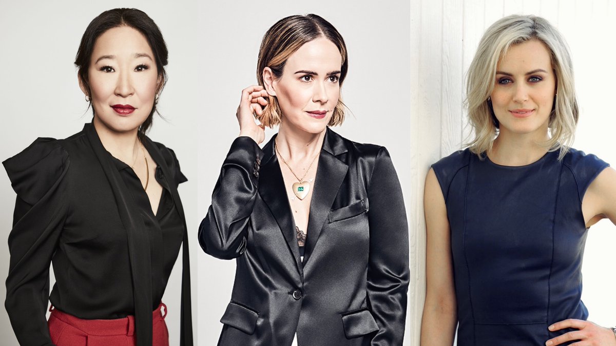 AHSZone's tweet photo. Sarah Paulson revealed that she wants to act alongside Sandra Oh and Taylor Schilling in future projects! 🎥 https://t.co/XqVHFU4UFd