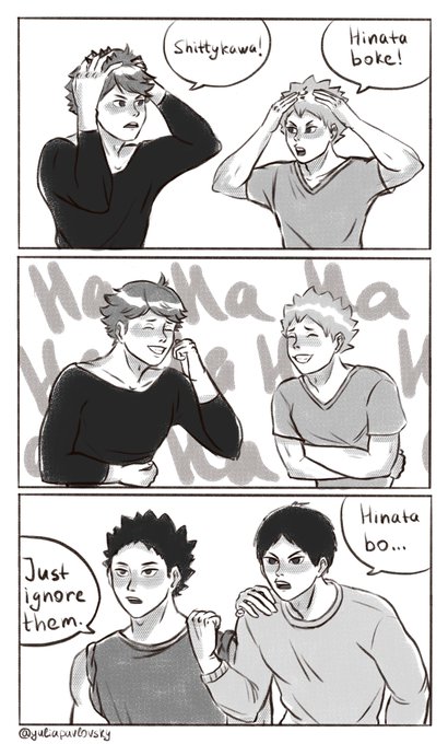 Day 5: COSPLAYING A DIFFERENT CHARACTER #OikawaWeek2020 #OikawaWeek 
Triple dork energy and reasonable Iwa-chan. I really enjoy Hinata's pose and expression on the second frame #oikawatooru #iwaizumihajime #hinatashoyo #kageyamatobio 