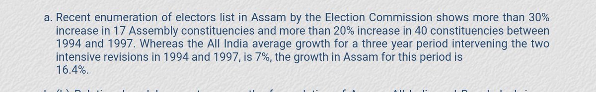 Between 1994 and 1997, enumeration of electors list in Assam by EC shows more than 30% increase in 17 assembly constituencies & over 20% increase in 40 constituencies.Avg all India growth during this period was 7%, in Assam it was 16.4%. BD Ms made voters, Cong/AIUDF enjoy.