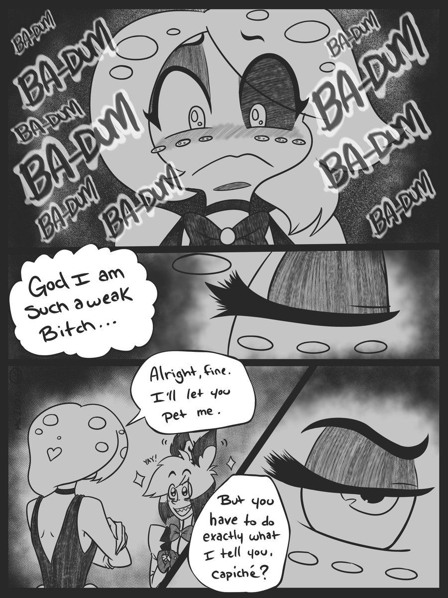 mari_keiyou's tweet photo. Alastor uses 'Doe Eyes' π₯Ί, it was super effective.
I had a bit of trouble with this bit, I wasn't sure if I should have Alastor actually break his smile for this page, but I'm a sucker so I caved. π
#HazbinHotel #AngelDust #Alastor #radiodust #hazbinfancomic https://t.co/6QtCXRUB66