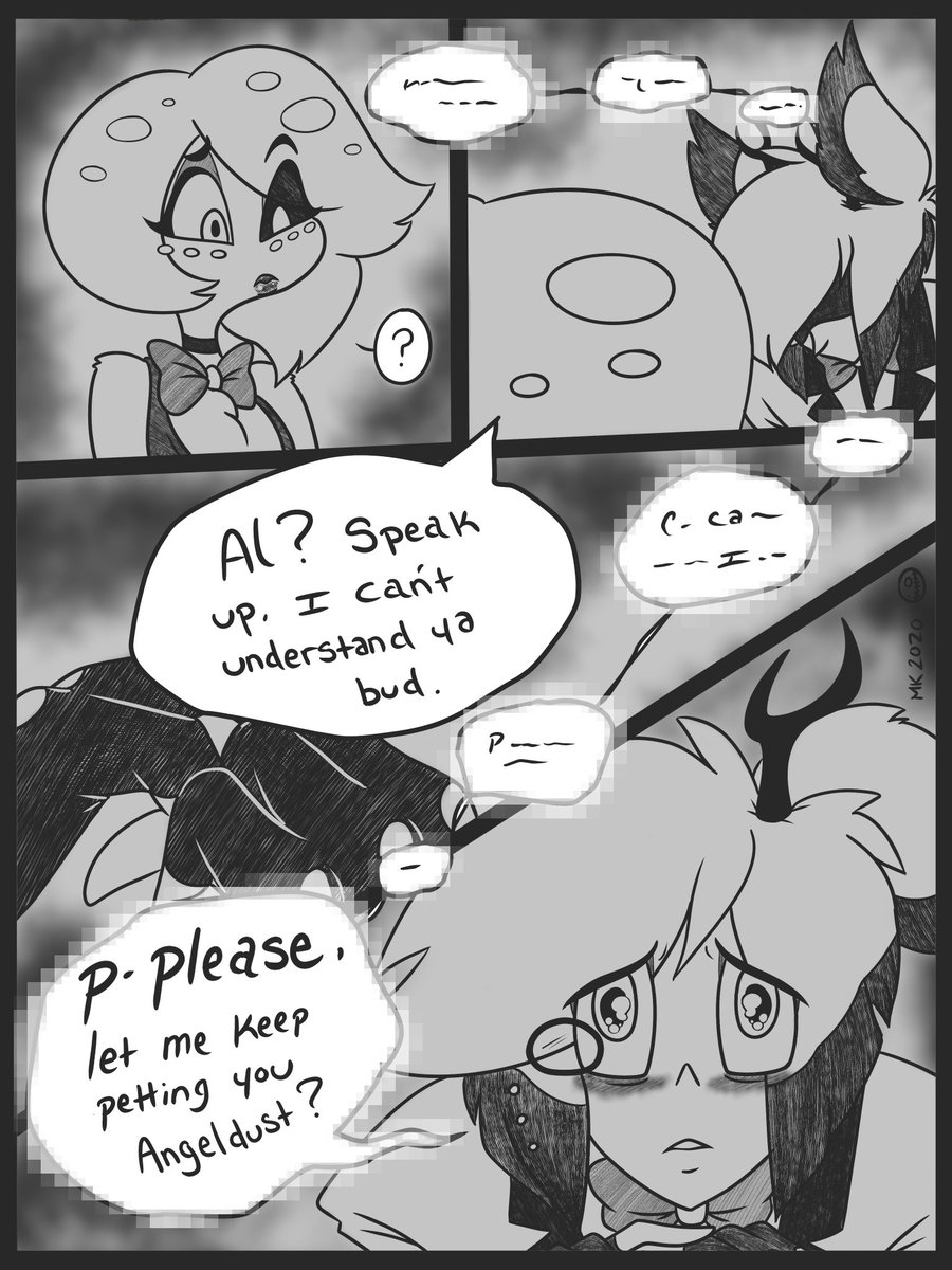 mari_keiyou's tweet photo. Alastor uses 'Doe Eyes' π₯Ί, it was super effective.
I had a bit of trouble with this bit, I wasn't sure if I should have Alastor actually break his smile for this page, but I'm a sucker so I caved. π
#HazbinHotel #AngelDust #Alastor #radiodust #hazbinfancomic https://t.co/6QtCXRUB66