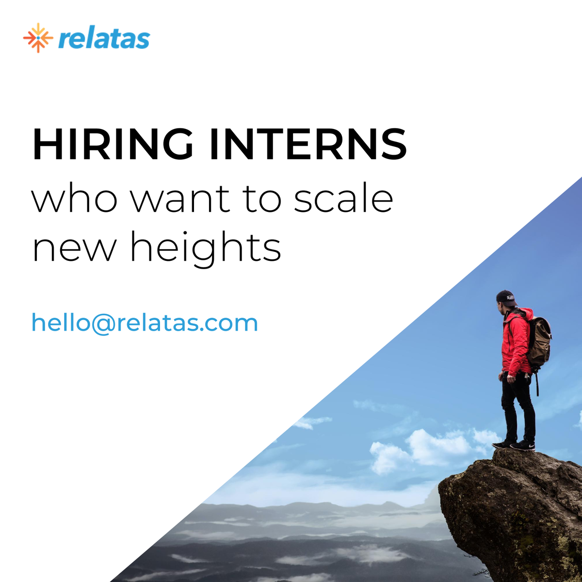 RelatasHQ's tweet photo. Great opportunity to work directly with the CEO/ VP Tech (Ex-@amazon @Microsoft )/ Design Head 
 
Open positions: https://t.co/fpr3HWxY3c
OR hello@relatas.com

#internship #internships #sales #marketing #Al #ML #graphicdesigning #artificialintelligence #salesandmarketing https://t.co/vlHVu9Ttn8