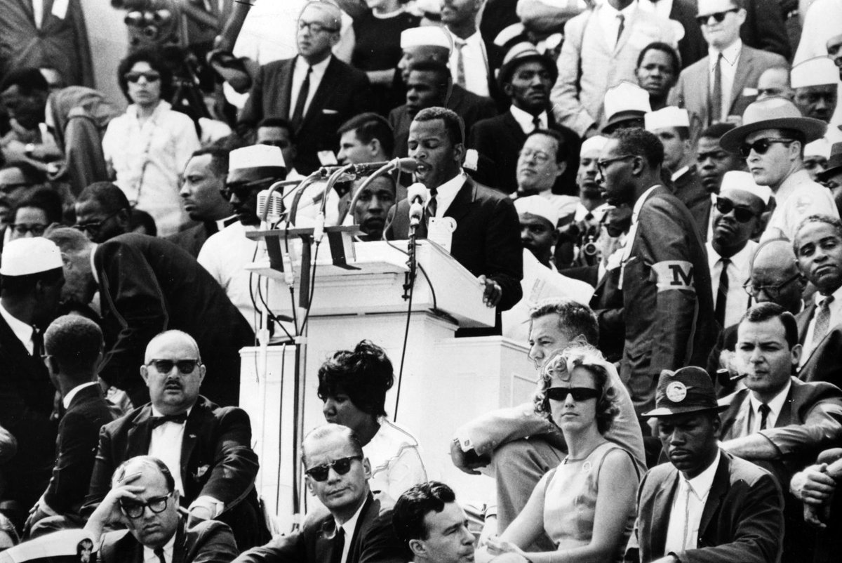 John Lewis at the March on Washington in 1963. Photo credit: Getty Images. Watch: .  #JohnLewisRIP