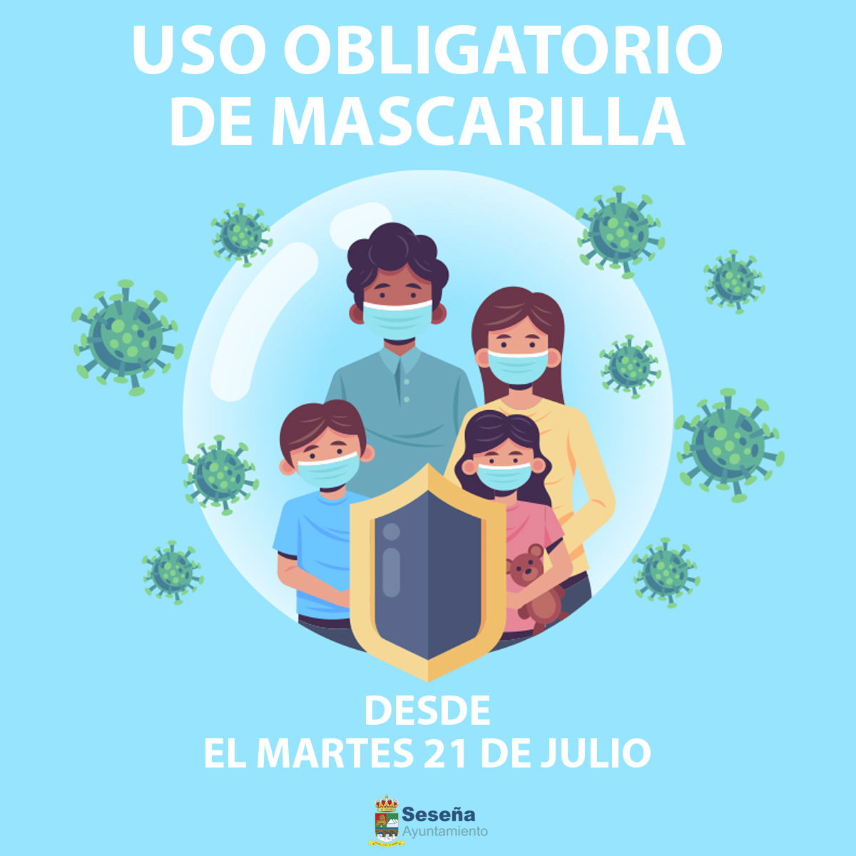AytoSesena's tweet photo. #Seseña. Debido a la aparición de nuevos brotes de contagios por toda España, las Comunidades Autónomas se están viendo obligadas a decretar el uso obligatorio de las mascarillas en cualquier circunstancia. Leer más https://t.co/vjSdu8oGXK https://t.co/utIlqyKLTQ