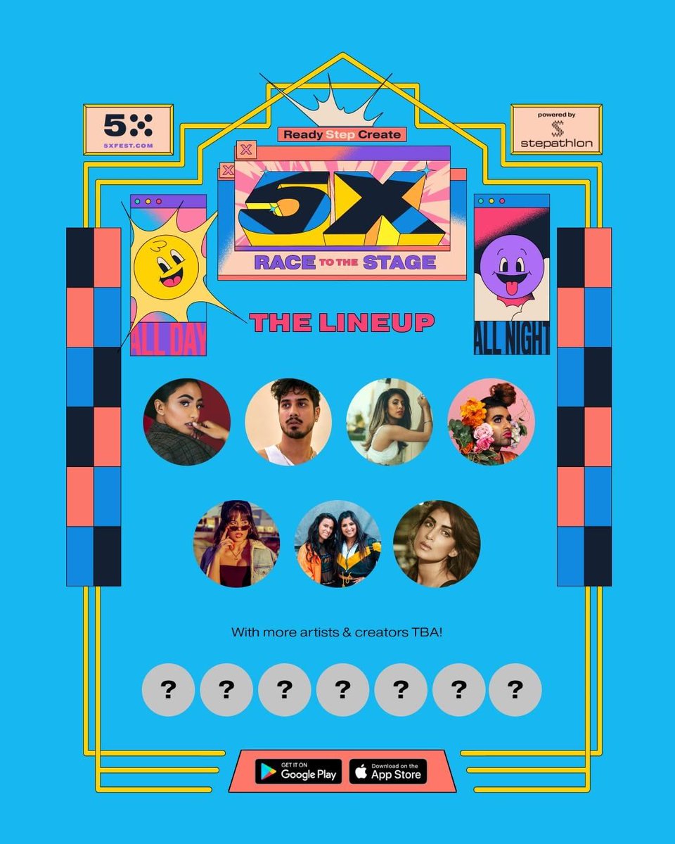 Stepathlon's tweet photo. If you weren’t stoked already, these big names are even more reason to get excited, and get ready to dive into our virtual festival, 5X Race to the Stage powered by Stepathlon. Download the app in the app store TODAY to earn your chance to interact with these dope artists. https://t.co/qiCgYqPCSQ
