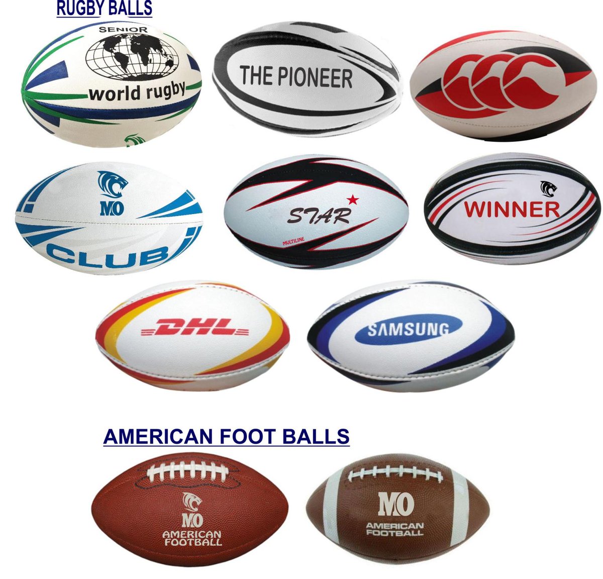 multioverseas's tweet image. RUGBY BALLS  &amp;amp; AMERICAN BALLS
Made of  Rubberized Material ''Super Grip" 
Cell: +92-300-9616544 - E-mail: info@multilineoverseas.com
URL: multilineoverseas.com
/visit us @  #multilineoverseas #sportingballs #matchballs #trainingballs #volleyballs