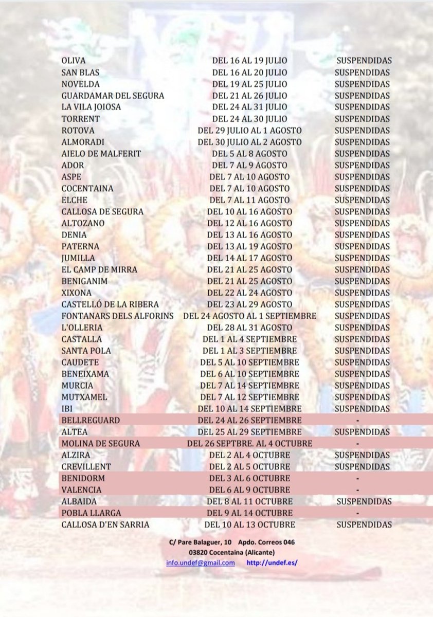 UNDEFmyc's tweet photo. Listado actualizado, esta semana incluimos la población de Albaida.
#undef #morosycristianos #música #pólvora #fiestas #tradición https://t.co/1FqMHF8Slp