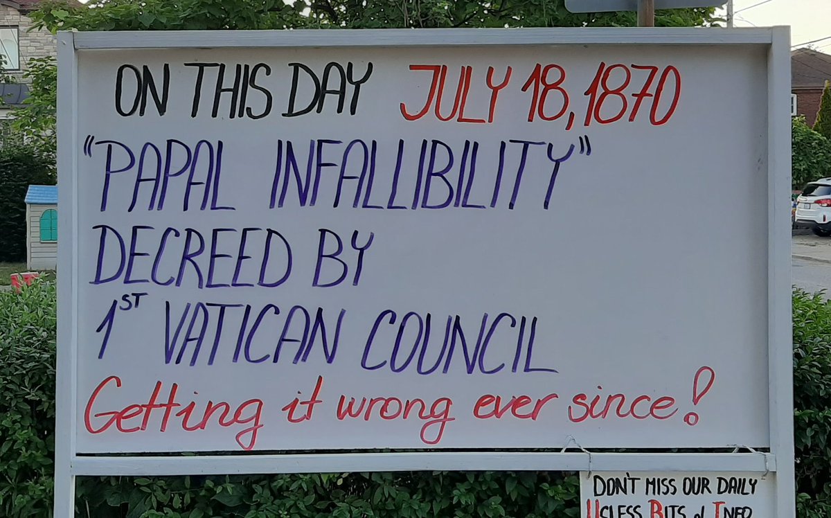 UBIboard's tweet photo. #OnThisDay July 18, 1870 #papalinfallibility decreed by 1st #VaticanCouncil https://t.co/gT5itLaxfK