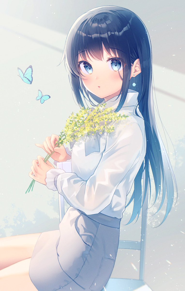 「青い子…です、、、
#女の子のイラストだけで興味を持ってくれる方へ届け 」|餃子ぬこのイラスト