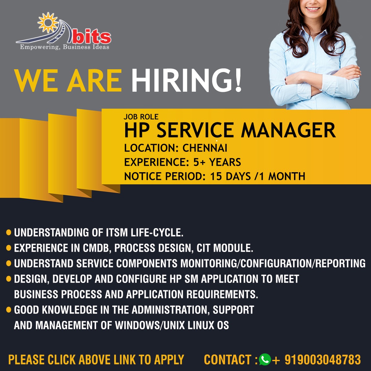 Apps_ITSolution's tweet photo. Hiring HP Service Manager!!!!!
Link to Apply: https://t.co/kcJQg8incy
#hpsm #chennaijobs #hiring #hiringalert #itsm #unixlinuxOS https://t.co/fW2ErsbRP4