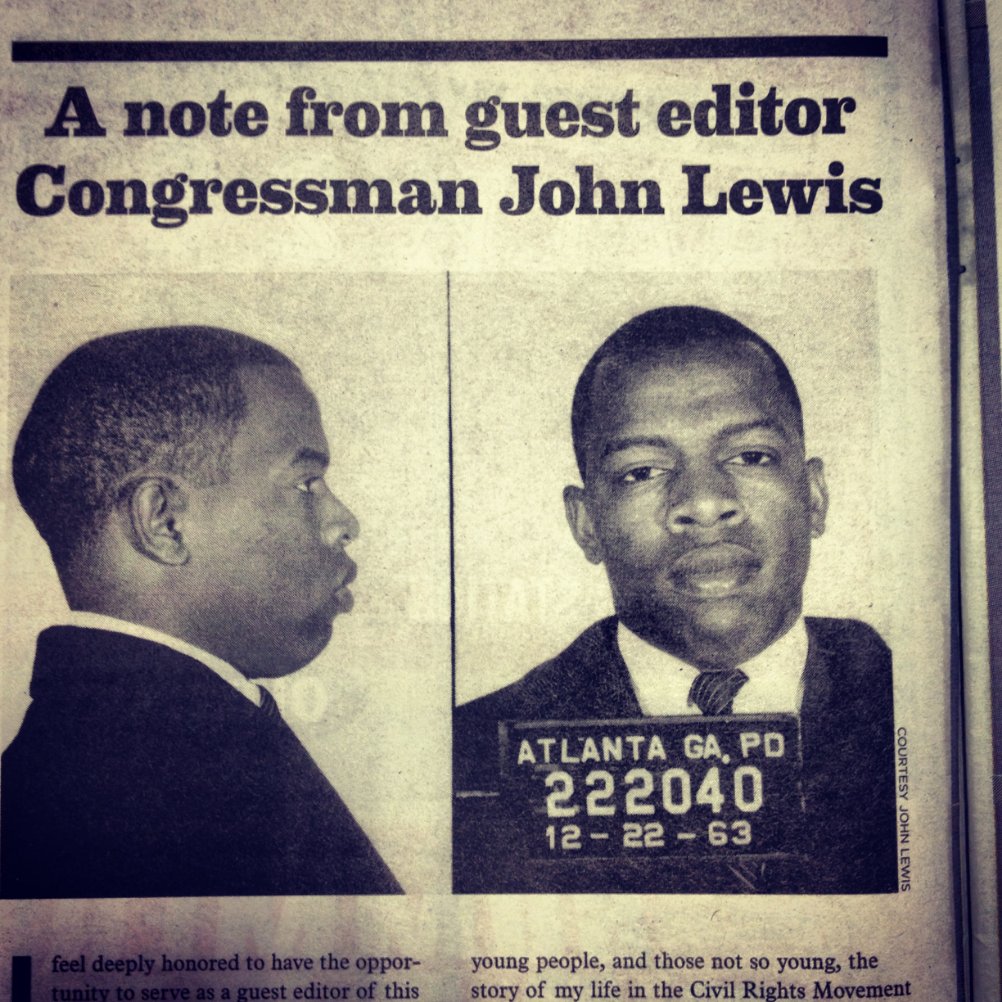 He said that the little newspapers had carried the civil rights movement. He called it "wings", that the little papers had given the movement "wings." When we asked for his contributor photo, he sent his mugshot.