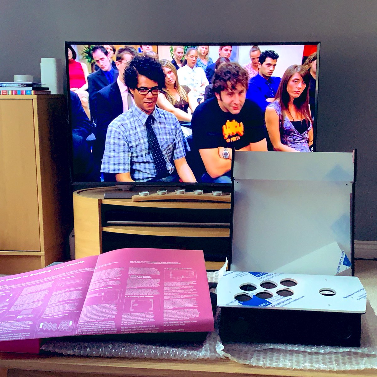 craigsmith365's tweet photo. I woke-up early this morning, couldn’t get back to sleep (despite trying 😭), so I decided to make some progress on another unfinished project and watch some @netflix.  Let’s see how deep the rabbit hole goes... 🕹 #picade #arcade #raspberrypi #theitcrowd https://t.co/wbhQ7JrvSA