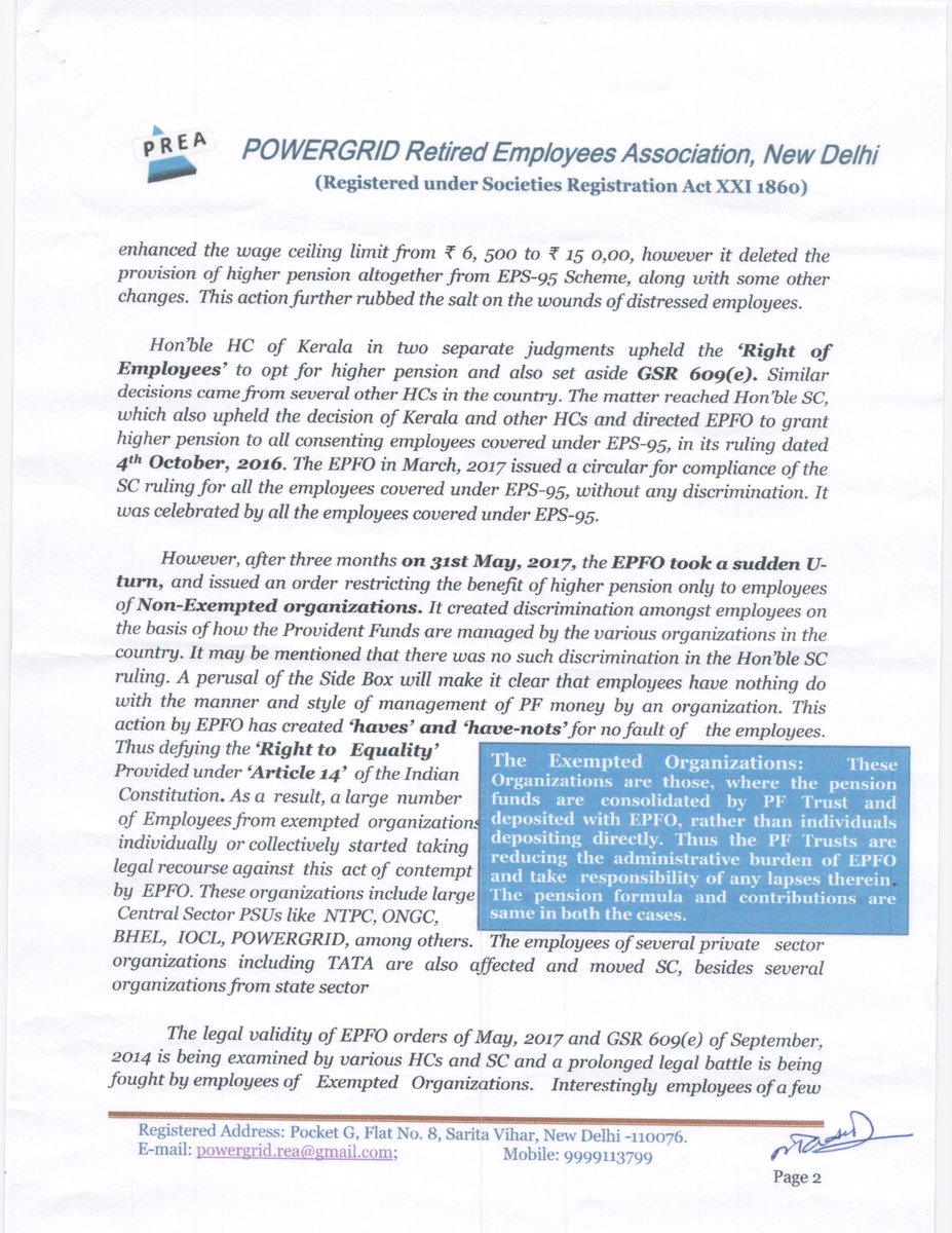 PowergridP's tweet photo. @PMOIndia @narendramodi 
@socialepfo @LabourMinistry #EPFO #PMOfIndia #governmentofindia #Pension #EPS95

An open letter to the authorities concerned from Retired Employees of Powergrid Corporation of India Ltd requesting for enhanced EPF pension EPS95 - a case of justice delayed https://t.co/u2OqR9T7fC