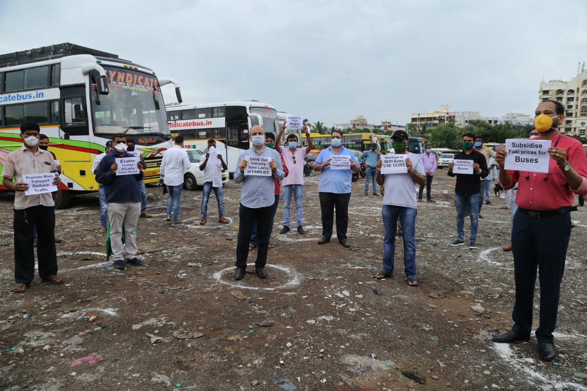 MBMSBUS's tweet photo. @CMOMaharashtra @advanilparab 
@nitin_gadkari @pudharionline @abpmajhatv Without MVtax &amp; other wavers 80% bus owners will be unable to start services.Less buses &amp; more demand during Ganpati season will result in higher fares which will affect the people traveling to native places https://t.co/D12t2CAI41