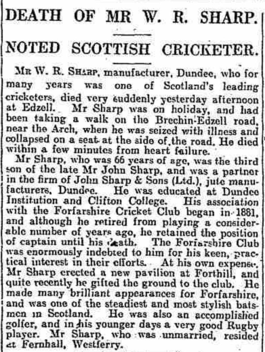 ScottyCricket's tweet photo. Re @the_forfs #Legend #WRSharp see enclosed his passing 1925 and Memorial Gates 1926. His life should be written about as he was moulded by the Victorian philanthropists of his childhood that found expression in a #Dickens novel. @DundeeArchives @sue_strachan @jperry_cricket https://t.co/M0ebtA1H3F