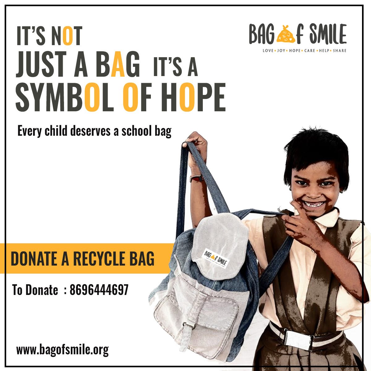 bagofsmile's tweet photo. Donate a school bag, help keep a child in school.
#Udaipur #BagofSmile #ngo #HumanityStillExists #SaturdayThoughts https://t.co/71r6fT14VU