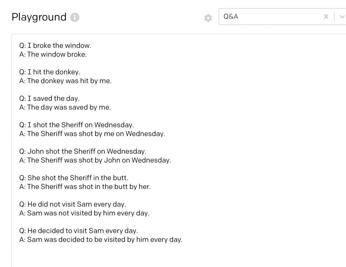 a few more passivizations, here I added "by me" at the end of the first donkey answer, and continued from there.