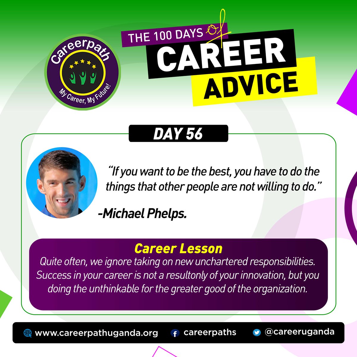 CareerUganda's tweet photo. DAY 56.
#100CAREERTIPS
#Washyourhands
#StaySafeUg
CREDIT: @MichaelPhelps https://t.co/KrSr5A8T8Q