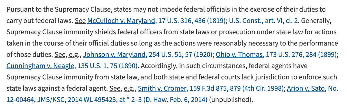 But the states can't regulate federal agents in the course of enforcing federal law. State law may say that feds have to state the reason for arresting someone, for example, but it can't bind federal agents enforcing federal law.
