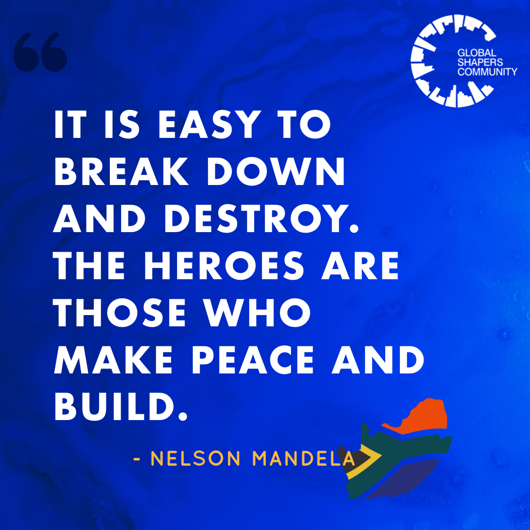GlobalShapers's tweet photo. Today we honour Nelson Mandela’s shining legacy. As one of the most recognized peacemakers of our time, his life served as a powerful example of courage and leadership, reminding us that everyone has the power to change the world💪💪🏽💪🏻    #NelsonMandelaDay2020 https://t.co/cR4gAVF2vZ