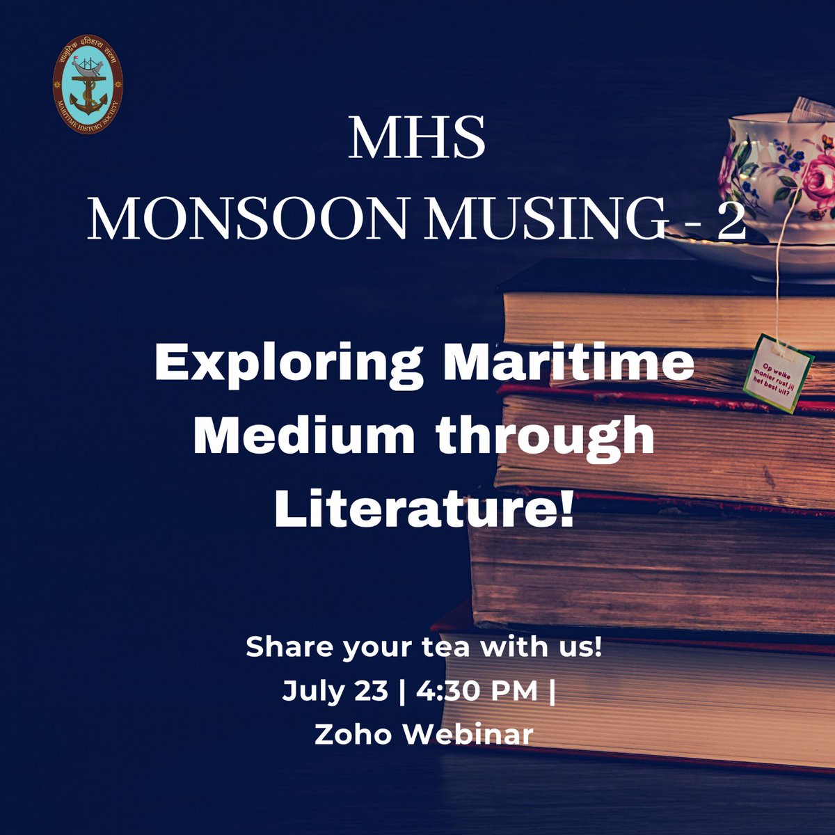 MHSofIndia's tweet photo. #HeritageAwakens #MaritimeConsciousness 
Announcing #MonsoonMusing 2 to liberate poet &amp; author in you! Spend a monsoon evening relishing literature through maritime lens! Join us 23 July 2020 4:30 pm! 
Register here: https://t.co/p5FVIIwevo https://t.co/QaSYjcE5Y3