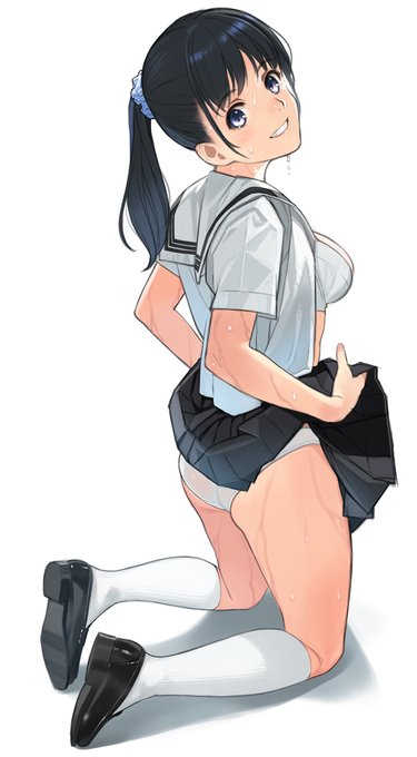 7月の制服ちゃん。ここも汗だくなの見るぅ? 