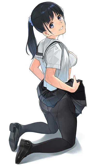 7月の制服ちゃん。ここも汗だくなの見るぅ? 