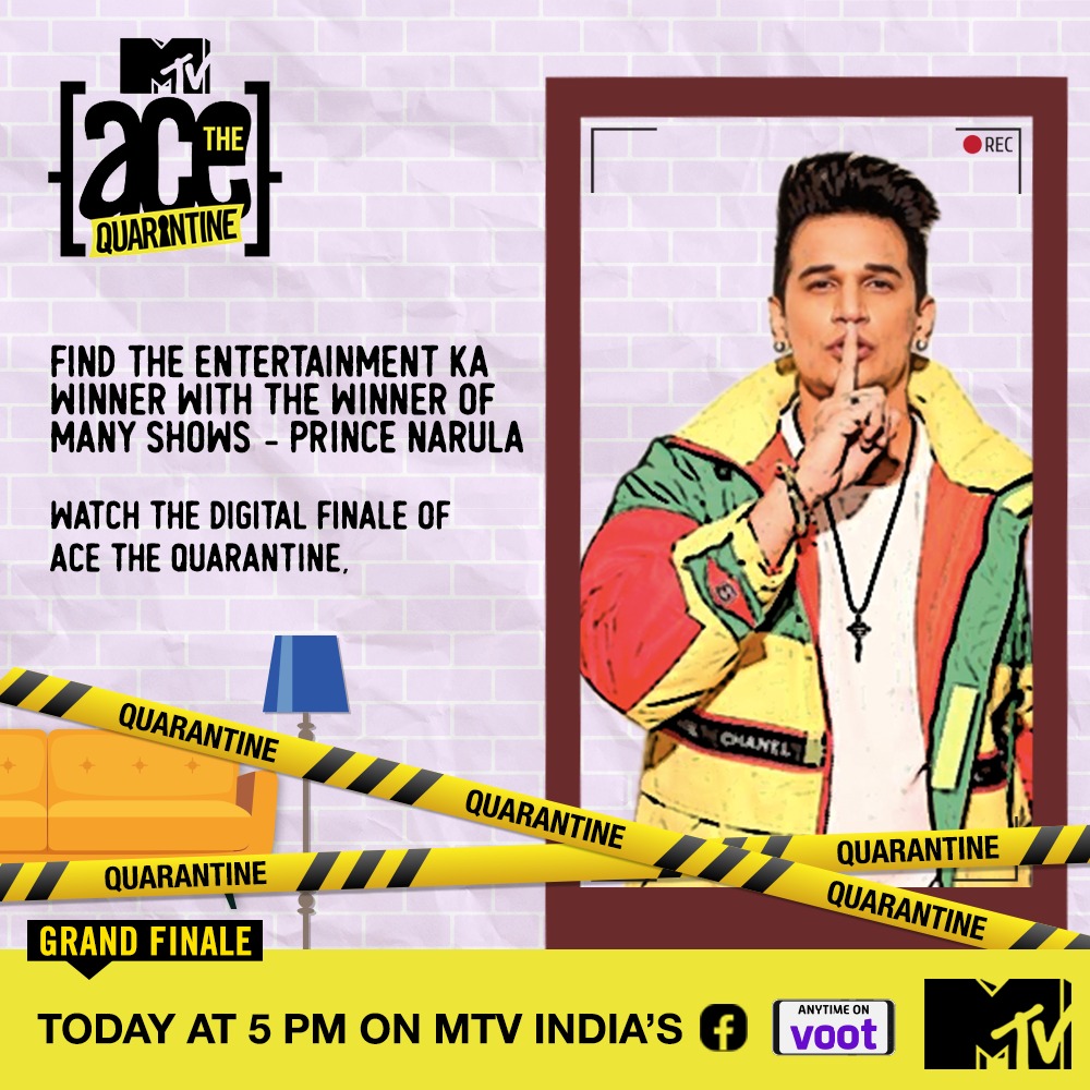 MTVAceOfSpace's tweet photo. @princenarula88 will help to find the Prince or the Princess of Quarantine. 
Watch the Digital Finale of #MTVAceTheQuarantine, today at 5 PM on @MTVIndia Facebook LIVE. https://t.co/Jj8Gq1xTax