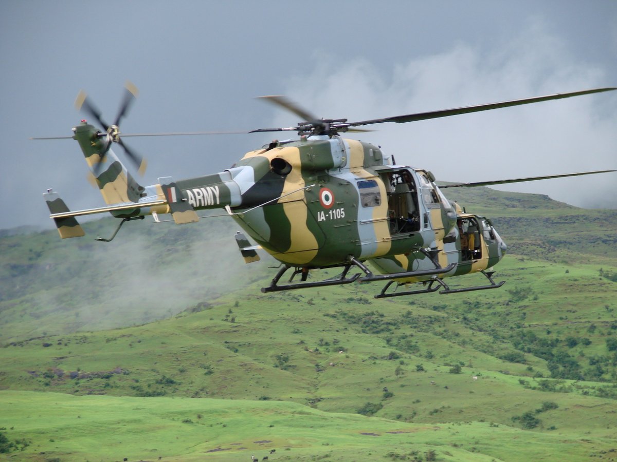 Last Saturday we had put up some Chetak and Cheetah helicopter photos in various terrains and deployments.Today some HAL ALH Dhruv's-- 3 sets of 4 photos each(pix MoD)This first batch has lovely greenery/monsoon operations1/3