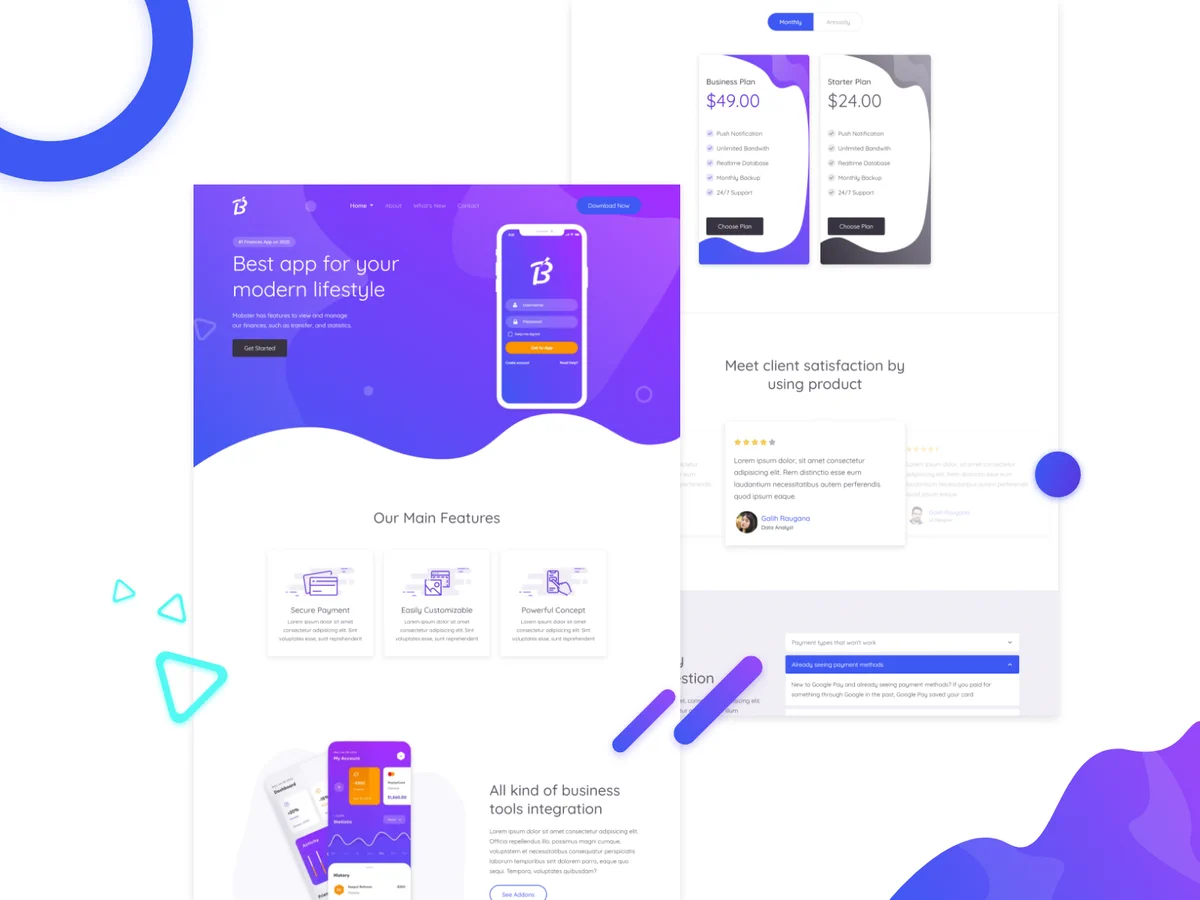 Mobster is a Free Mobile App landing page. Built with bootstrap 4, this template is 100% responsive, easy to customize, and ready to use.
