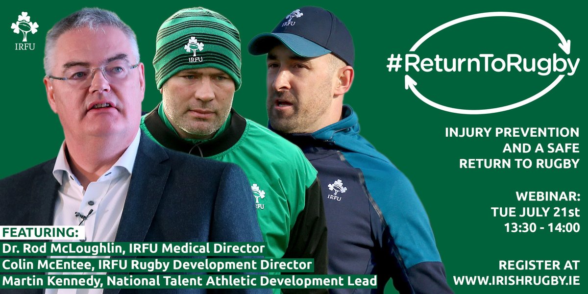 IrishRugby's tweet photo. #ReturnToRugby

This webinar is for coaches and managers in clubs and schools who want to know more about injury prevention after prolonged training restrictions. 

https://t.co/yRmH9uDfJR https://t.co/Qhe8geoLCa