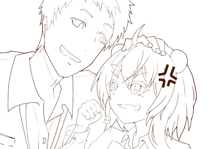 怒りマークは塗りの時にちゃんと描きます 線画はこんな感じで休憩 